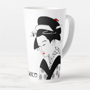 Caneca De Café Latte Lady Japonesa Editável
