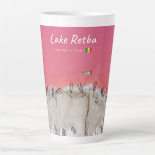 Caneca De Café Latte Lago Retba, Senegal - Barcos Grandes no Lago Rosa