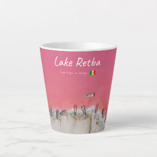 Caneca De Café Latte Lago Retba, Senegal - Barcos Pequenos no Lago Rosa