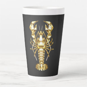 Caneca De Café Latte lagosta de lagosta poligonal ouro em preto