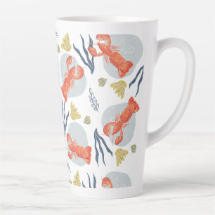 Caneca De Café Latte Lagosta Escorpião Frutos do Mar Sob Padrão de Água