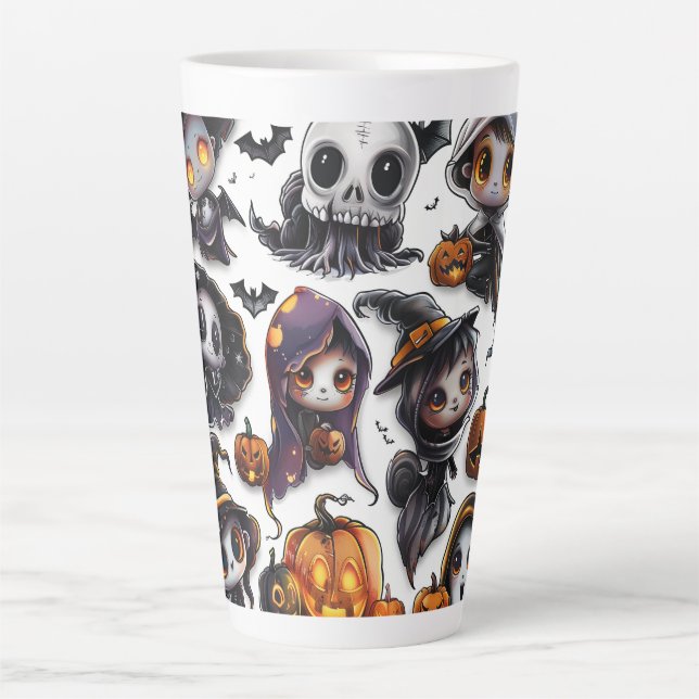 Caneca De Café Latte Lâmina de arte digital da série Halloween (Frente)