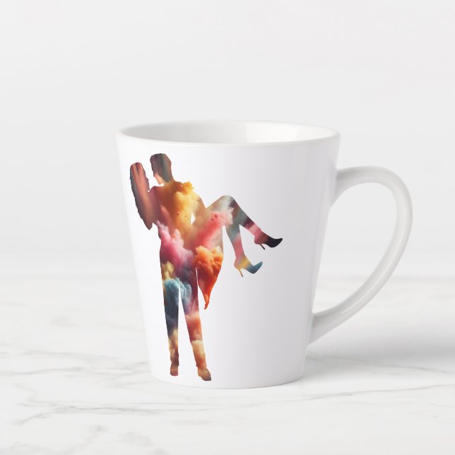 Caneca De Café Latte Lâmina Romântica De Silhuette Love Explosion Mug - (Direita)