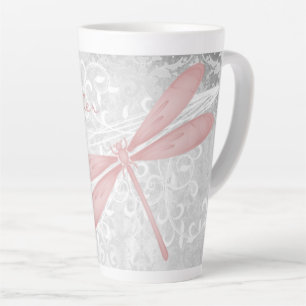 Caneca De Café Latte Lâmina Rosa Personalizada Latim