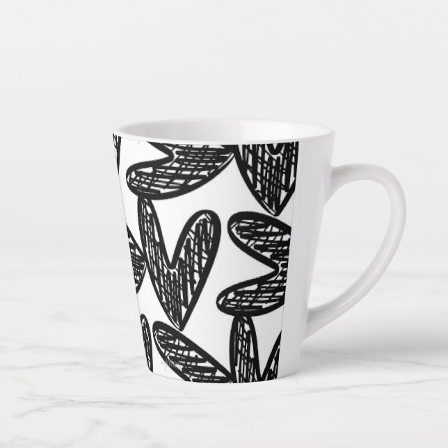 Caneca De Café Latte Lâmpada de Abstrato preto (Direita)