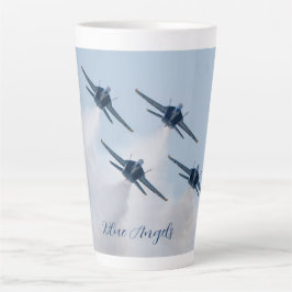 Caneca De Café Latte Lâmpada de ângulos azuis