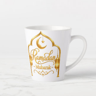 Caneca De Café Latte Lâmpada de Arco Dourado Ramadan Mubarak