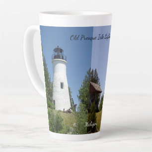 Caneca De Café Latte Lâmpada do Farol da Ilha Velha e Presa
