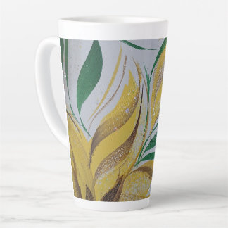 Caneca De Café Latte Lâmpada Floral Amarela