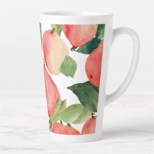 Caneca De Café Latte Lâmpada Grande - 17 oz com Aquarela Fruta