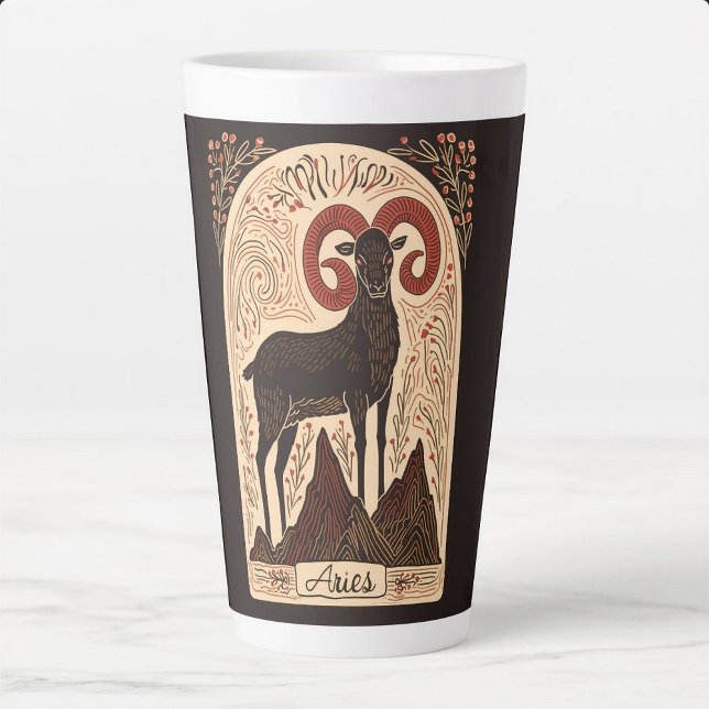 Caneca De Café Latte Lâmpada Grande Comida Aries Celestial Arte Zodiac (Criador carregado)