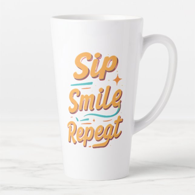 Caneca De Café Latte Lâmpada Grande - Sip, Smile, Repete (Direita)