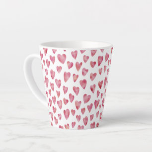 Caneca De Café Latte Lâmpada Latente do Coração do Namorados Rosa