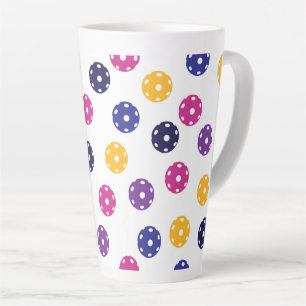 Caneca De Café Latte 💛 Lâmpadas amarelas e 💜 roxas em branco 