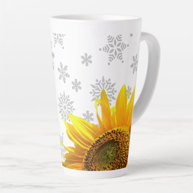 Caneca De Café Latte Lâmpadas de Neve de Girassol Lata de Lata (Ângulo direito)
