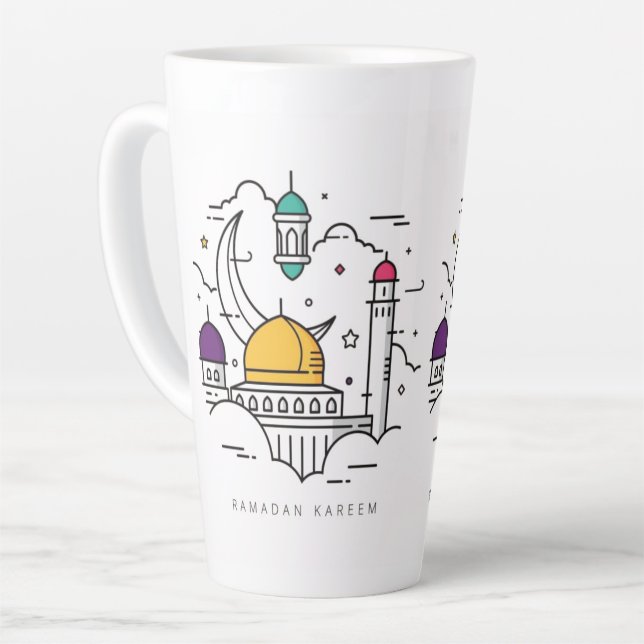 Caneca De Café Latte Lâmpadas e Copas (Ângulo esquerdo)