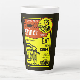 Caneca De Café Latte Lanchonete Americana dos Anos 1950