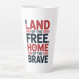 Caneca De Café Latte Land of the Free | Home of the Brave USA Shirt