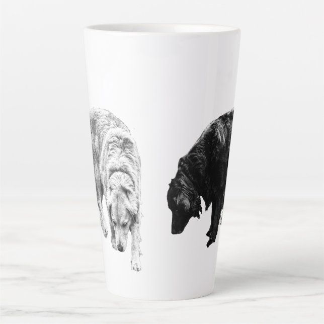 Caneca De Café Latte Lanterna-Brilho - Retriever Duo (Frente)