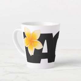 Caneca De Café Latte Laos Amor Flor de Frangipani Branca e Preta