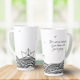 Caneca De Café Latte Lápis - Barco de Papel Desenhado | texto motivacio
