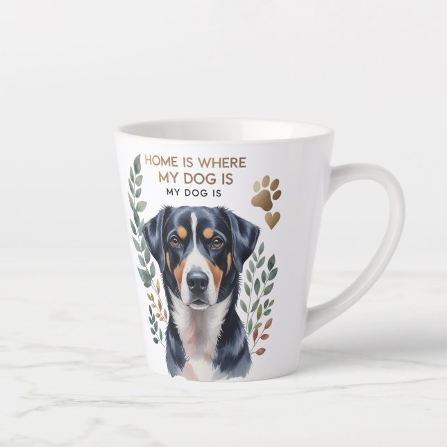Caneca De Café Latte Lar É Onde Meu Cachorro Está. (Direita)