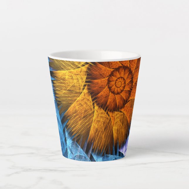 Caneca De Café Latte Laranja Amarelo Amarelo Abstrato (Frente)