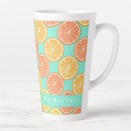 Caneca De Café Latte Laranja de Verão Azul