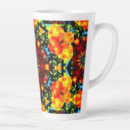 Caneca De Café Latte Laranja Floral