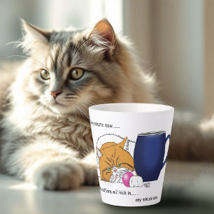 Caneca De Café Latte Laranja Gato Café Manga Azul