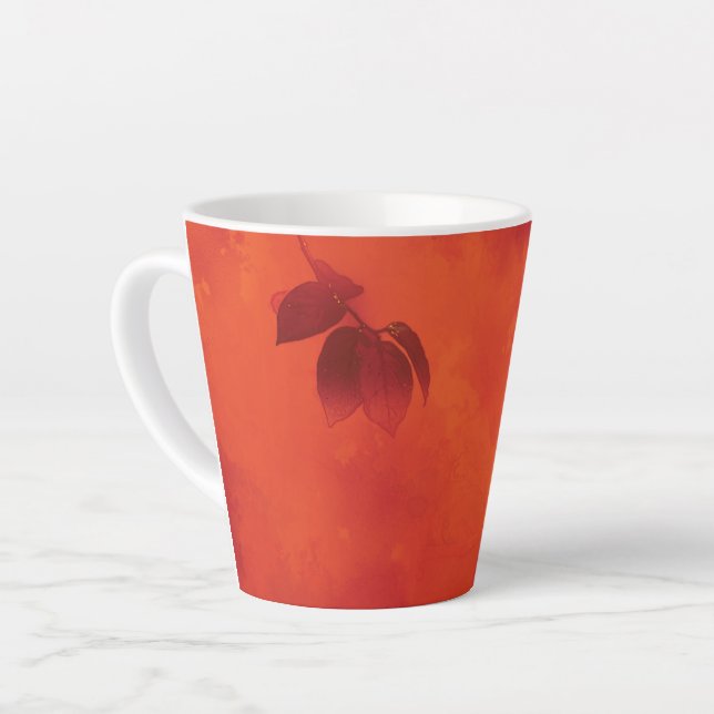 Caneca De Café Latte Laranja Queimada - Leaf Abtract Autumn (Ângulo esquerdo)