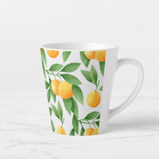 Caneca De Café Latte Laranjas aquarelas ou tangerinas