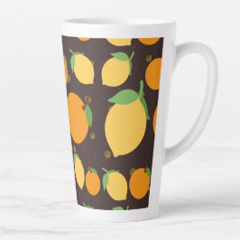 Caneca De Café Latte laranjas e limões padrão