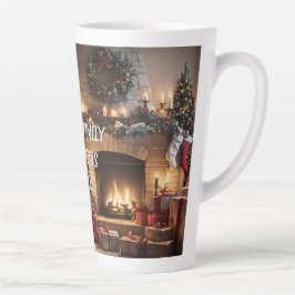 Caneca De Café Latte Lareira Festiva - Magia de Árvore de Natal!
