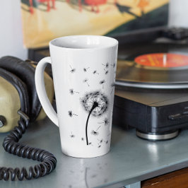Caneca De Café Latte Larga, semente de dandelion fluindo no vento