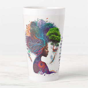 Caneca De Café Latte Largas de mulher inspiradas e lágrimas Douradas