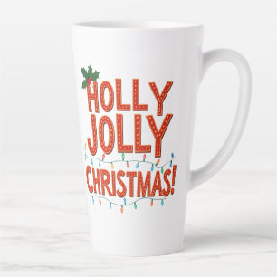 Caneca De Café Latte Large Latte Mug, 17oz - Holly Jolly Christmas Edit