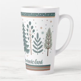 Caneca De Café Latte Large Latte Mug with Christmas Trees minimalist V2