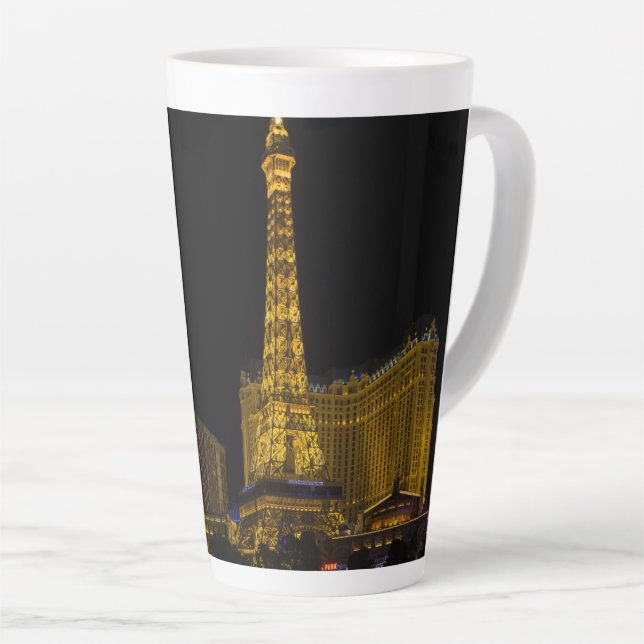 Caneca De Café Latte Las Vegas à noite em Skyline (Ângulo direito)