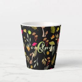 Caneca De Café Latte Lata Botânica De Cogumelo