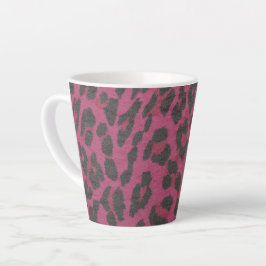 Caneca De Café Latte Lata de impressão magenta e leopardo preto
