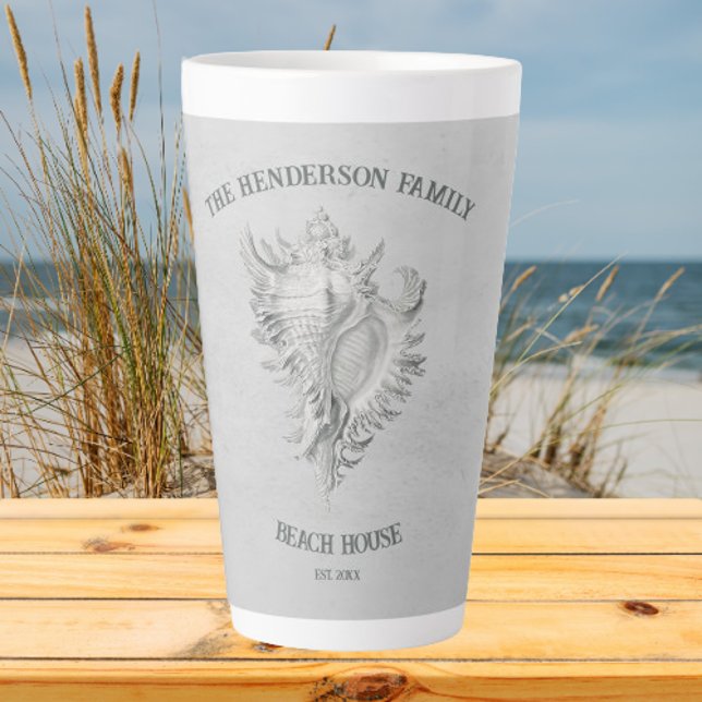 Caneca De Café Latte Lata de Lata de Concha de cinza (Gray Conch Shell Personalized Latte Mug)