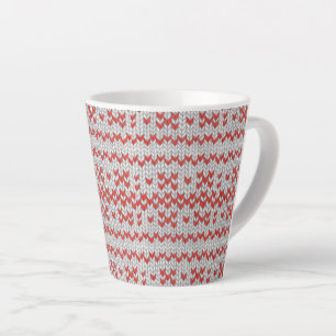 Caneca De Café Latte Lata de Lata do KNIT NORDIC VERMELHA