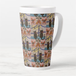 Caneca De Café Latte Lata de Natal de Gato Preto