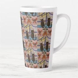 Caneca De Café Latte Lata de Natal de Gato Preto