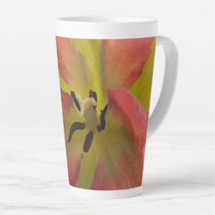 Caneca De Café Latte Lata de Tulipa Rosa e Amarela