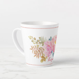 Caneca De Café Latte Lata Floral Delicada