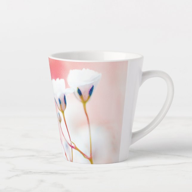 Caneca De Café Latte Lata Floral Rosa Elegante (Direita)