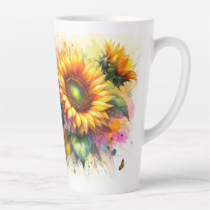 Caneca De Café Latte Lata Grande - Girassóis