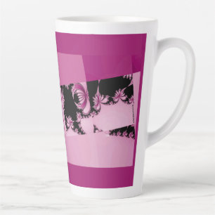 Caneca De Café Latte Lata Latino Rosa-Rosa-do-Jardim Fractal